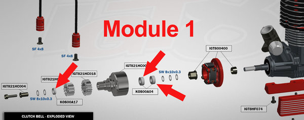 Set de roulements pour cloche d'embrayage module 1 - Réf: IGT821HC003B