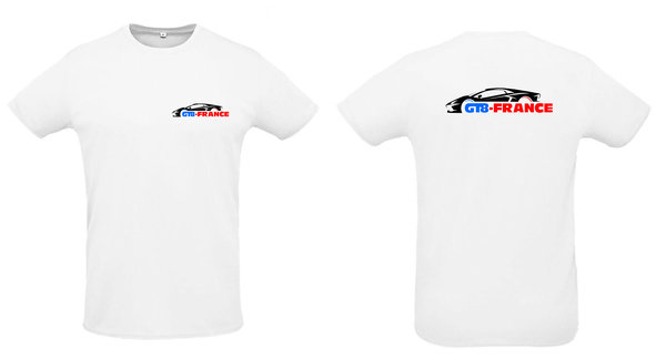 T-shirt blanc 190gr/m² avec logo GT8 France