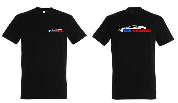 T-shirt noir 185gr/m² avec logo GT8 France