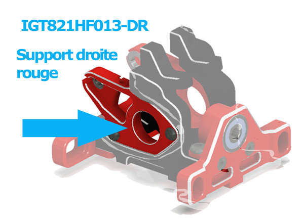 Support avant ou arrière de différentiel - partie rouge de droite - Réf: IGT821HF013-DR