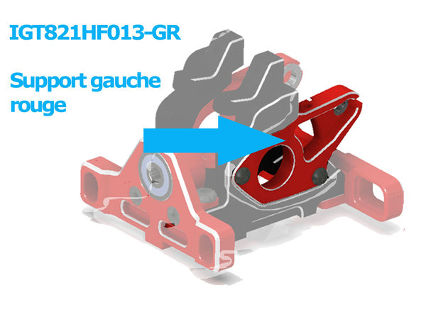 Support avant ou arrière de différentiel - partie rouge de gauche - Réf: IGT821HF013-GR